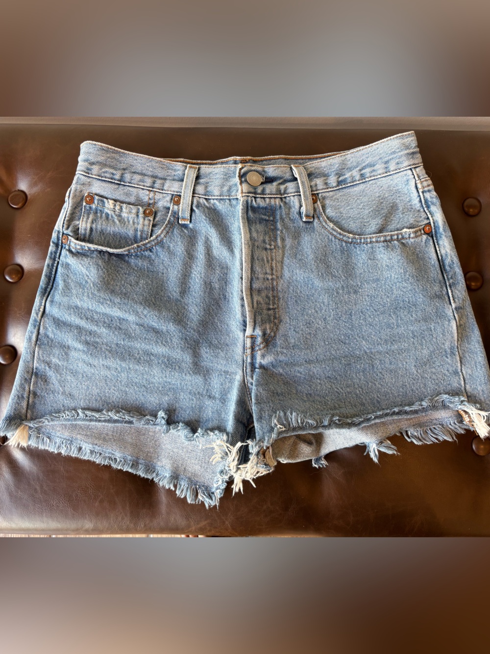 Levi’s High-Rise Light Blue Denim Cutoff Shorts